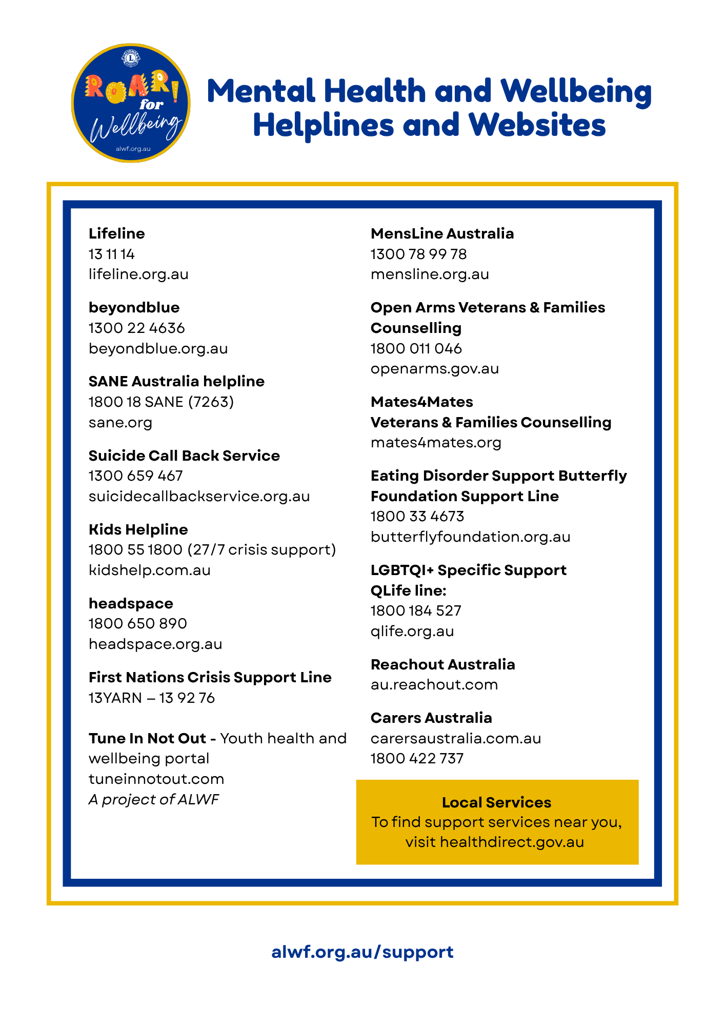 Mental Health and Wellbeing Helplines V1
